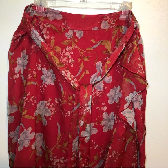 Vince Camuto Floral Wrap Midi/Maxi Skirt in Red; size 14W. - Picture 3 of 6
